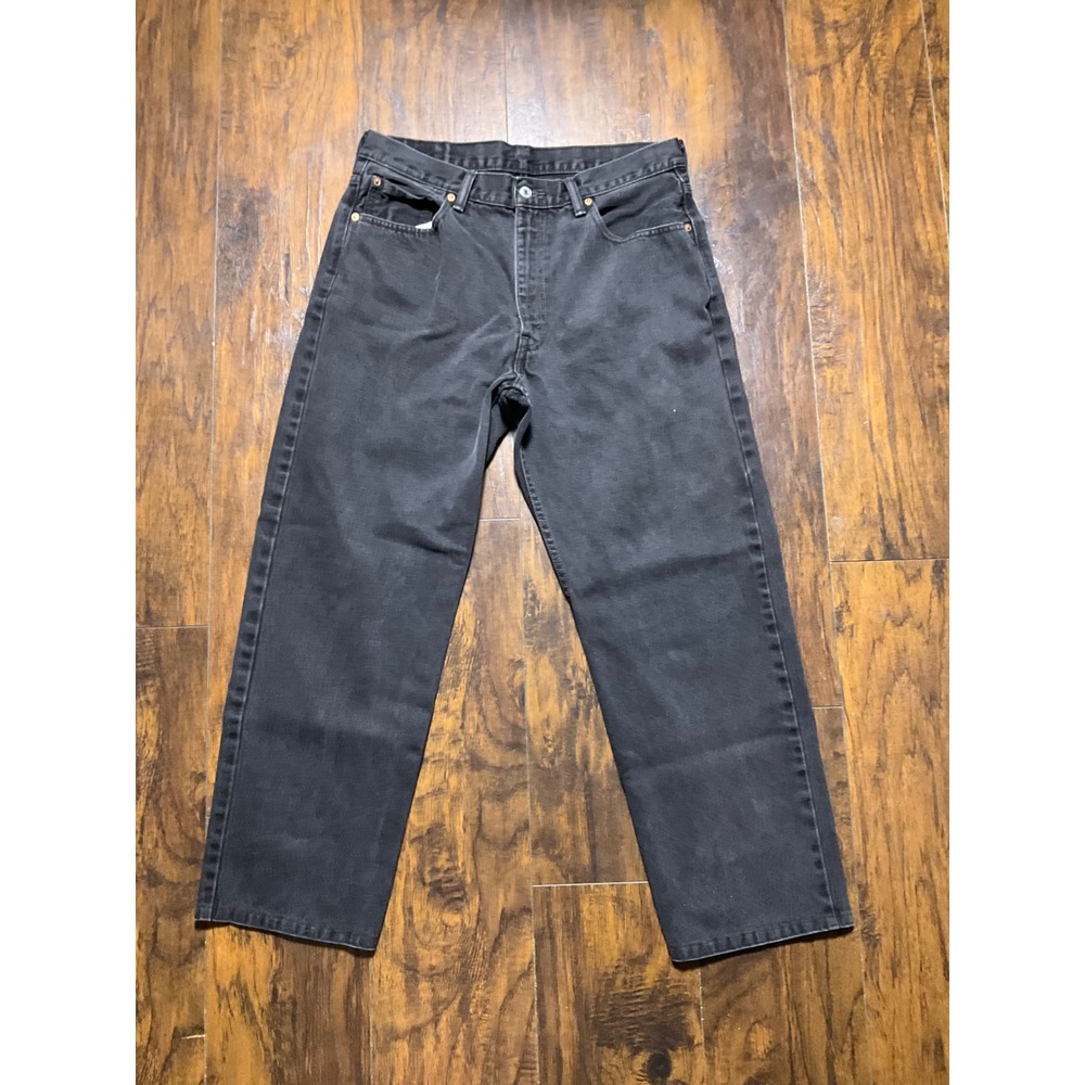 Levis 550 Relaxed Fit Tapered Leg Jeans Mens 36x32 Faded Black Vintage Denim